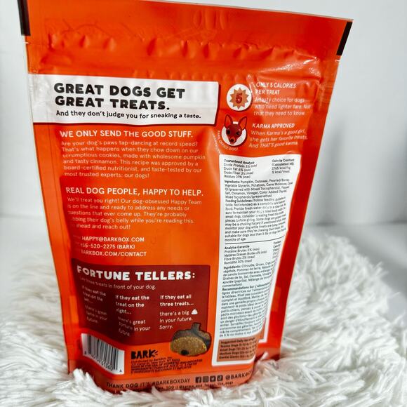 Dog Bark Jack O Loops with Pumpkin and cinnamon soft cookies NWT  4oz - Picture 2 of 4